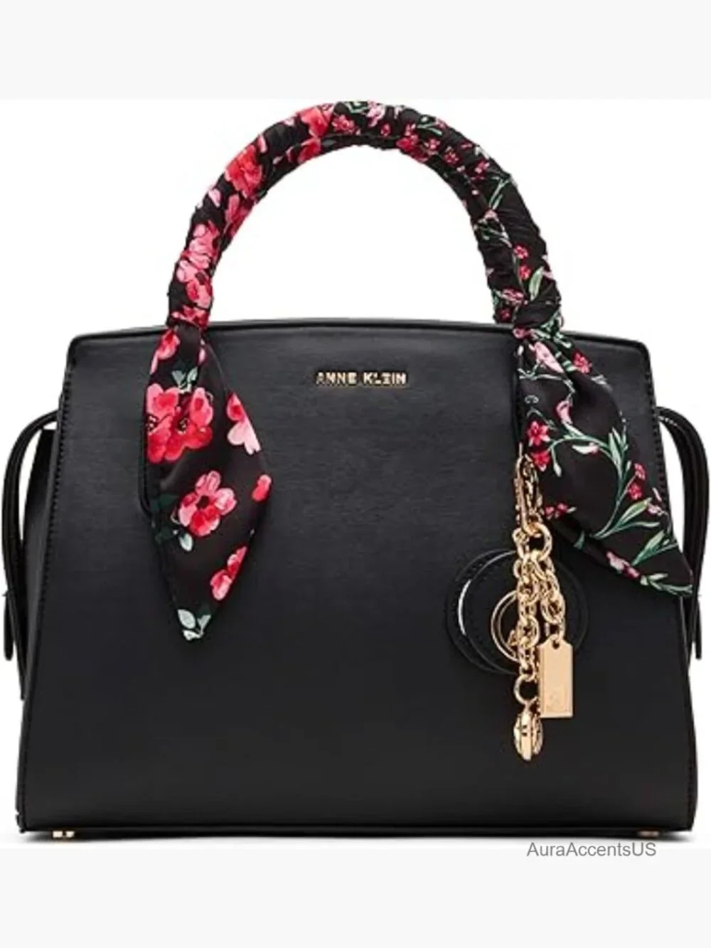 Women's Medium Scarf Handle Satchel with Convertible Strap, Polyvinyl Chloride,